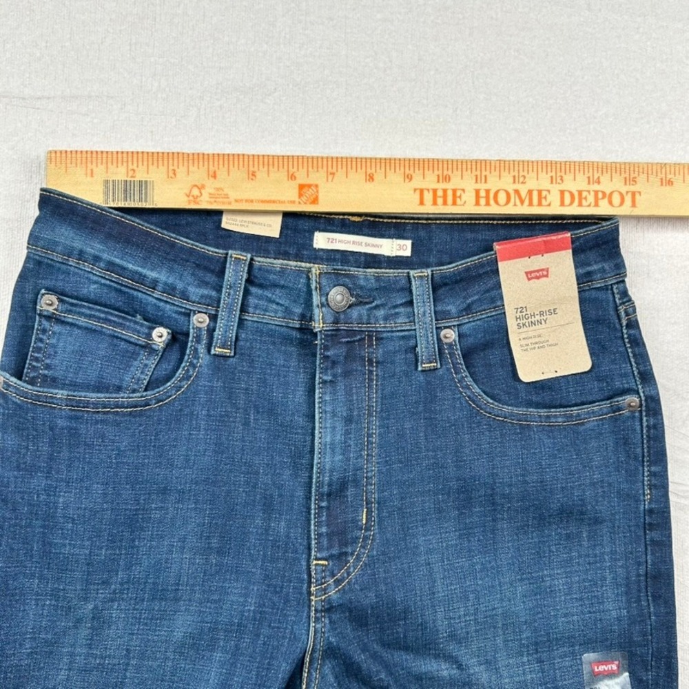 Levis 721 High Rise Skinny Jeans Dark Wash Denim Blue Womens 30x30 - Picture 11 of 14
